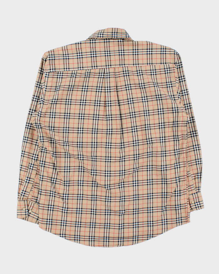 Vintage Y2K 00s Burberry Tan Nova Check Oversized Long Sleeve Shirt - M