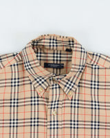 Vintage Y2K 00s Burberry Tan Nova Check Oversized Long Sleeve Shirt - M