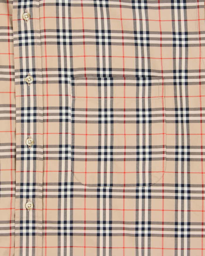 Vintage Y2K 00s Burberry Tan Nova Check Oversized Long Sleeve Shirt - M