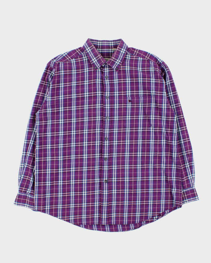 Vintage Y2K 00s Burberry Purple Nova Check Long Sleeve Shirt - XXL