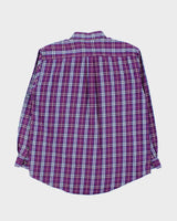 Vintage Y2K 00s Burberry Purple Nova Check Long Sleeve Shirt - XXL