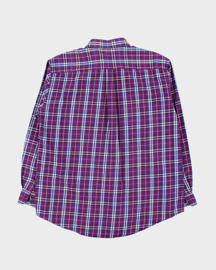 Vintage Y2K 00s Burberry Purple Nova Check Long Sleeve Shirt - XXL