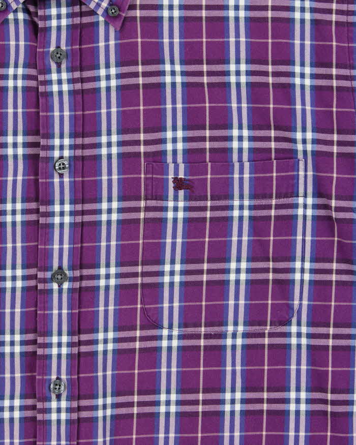 Vintage Y2K 00s Burberry Purple Nova Check Long Sleeve Shirt - XXL