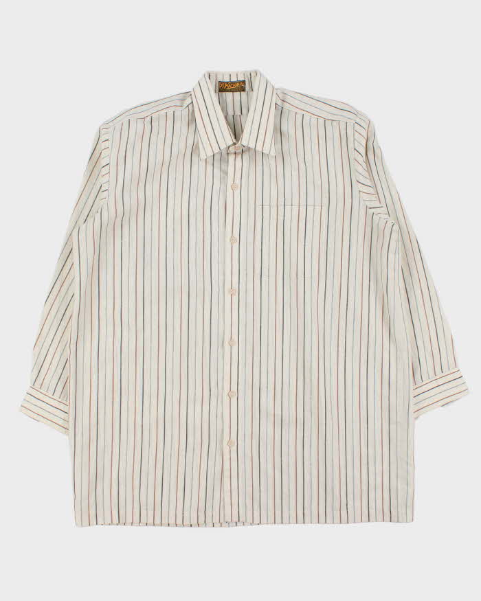 Vintage 1970s National Striped Pima Cotton Long Sleeve Oversized Shirt - L