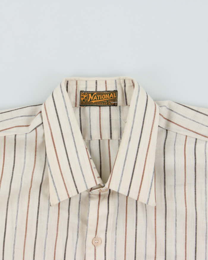 Vintage 1970s National Striped Pima Cotton Long Sleeve Oversized Shirt - L