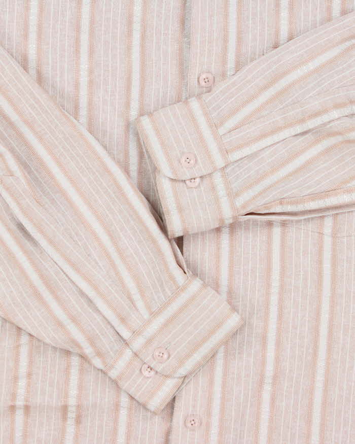 Vintage 1980s Metallic Striped Patterned Long Sleeve Shirt - L