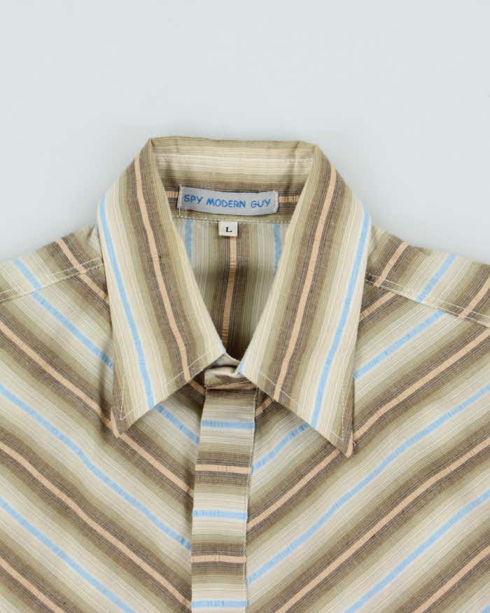 Vintage 1990s Striped Fitted Long Sleeve Shirt - L