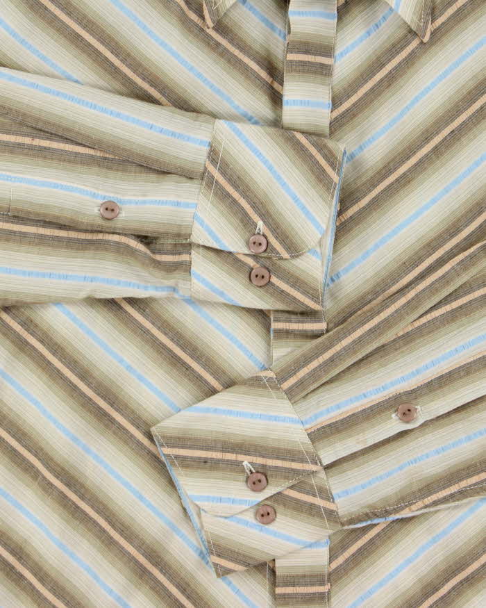 Vintage 1990s Striped Fitted Long Sleeve Shirt - L