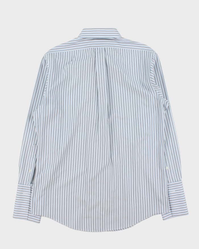 Vintage Brooks Brothers Sky Blue Striped Long Sleeve Slim Fit Dress Shirt - L