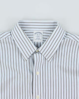 Vintage Brooks Brothers Sky Blue Striped Long Sleeve Slim Fit Dress Shirt - L