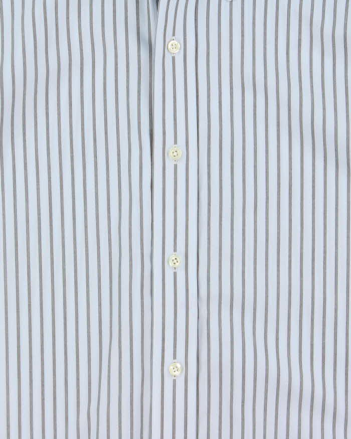 Vintage Brooks Brothers Sky Blue Striped Long Sleeve Slim Fit Dress Shirt - L