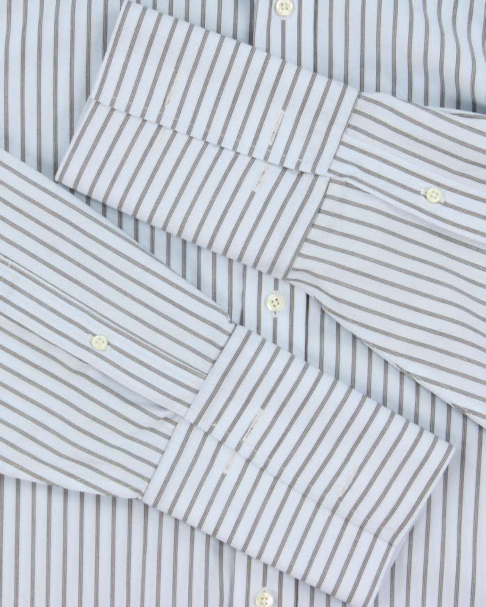 Vintage Brooks Brothers Sky Blue Striped Long Sleeve Slim Fit Dress Shirt - L