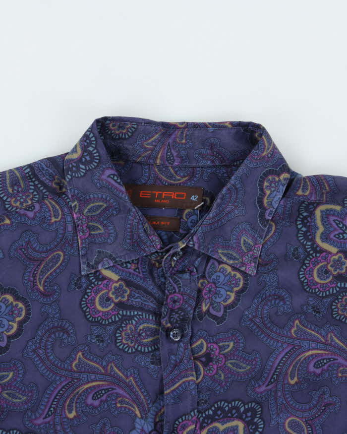Vintage Y2K 00s Etro Paisley Pure Silk Silm Fit Long Sleeve Shirt - XL