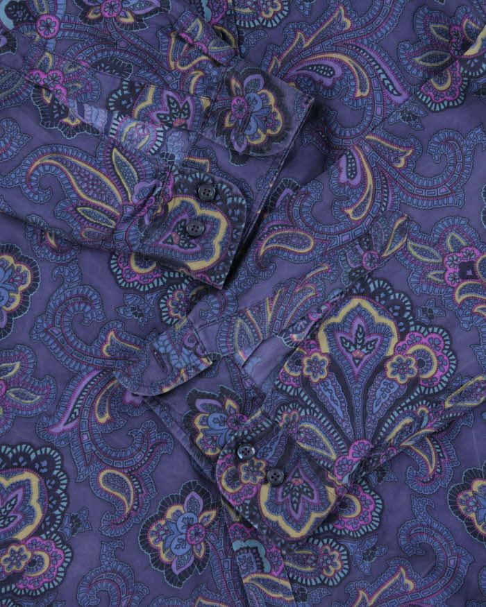 Vintage Y2K 00s Etro Paisley Pure Silk Silm Fit Long Sleeve Shirt - XL