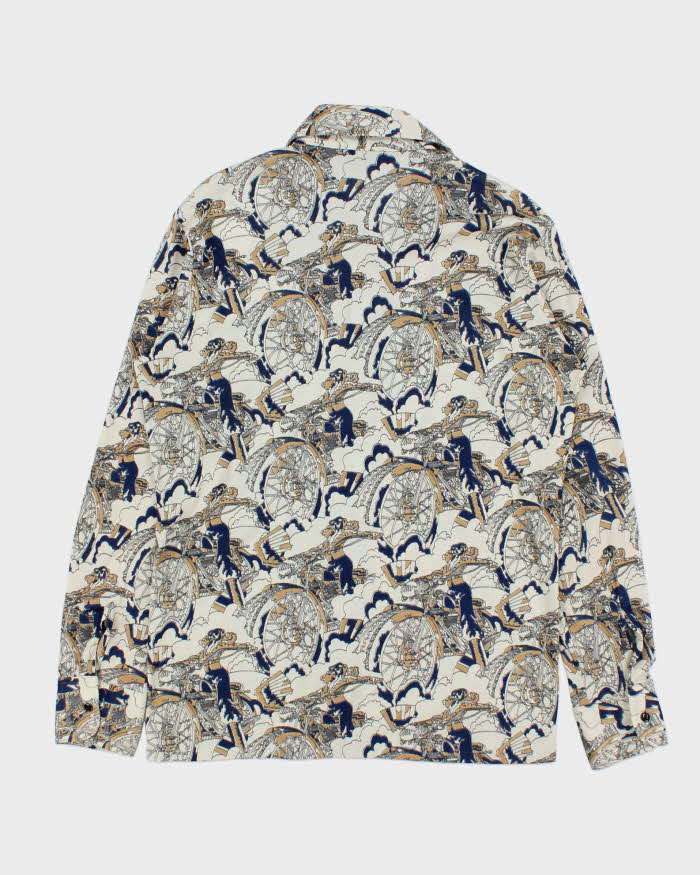 Vintage 1970s Rendale Motorcycle Print Long Sleeve Shirt - L