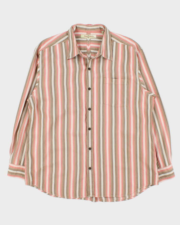 Vintage 00s Tommy Bahamas Striped Silk Long Sleeve Shirt - XL