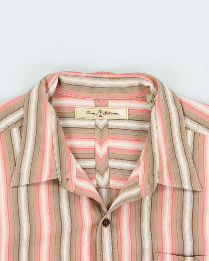 Vintage 00s Tommy Bahamas Striped Silk Long Sleeve Shirt - XL
