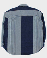 Vintage Sunny Clouds Japanese Indigo Denim Striped Long Sleeve Shirt - M