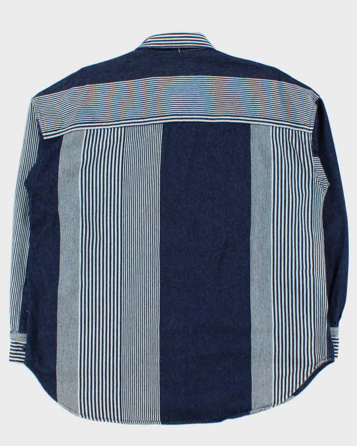 Vintage Sunny Clouds Japanese Indigo Denim Striped Long Sleeve Shirt - M