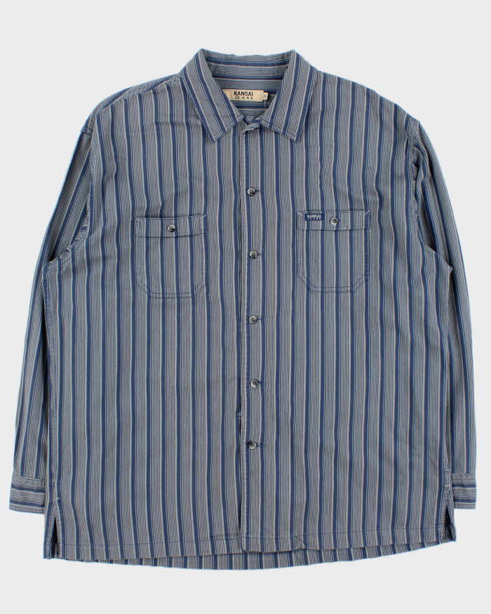 Vintage 1990s Kansai Yamamoto Jeans Japanese Denim Long Sleeve Shirt - XXXL