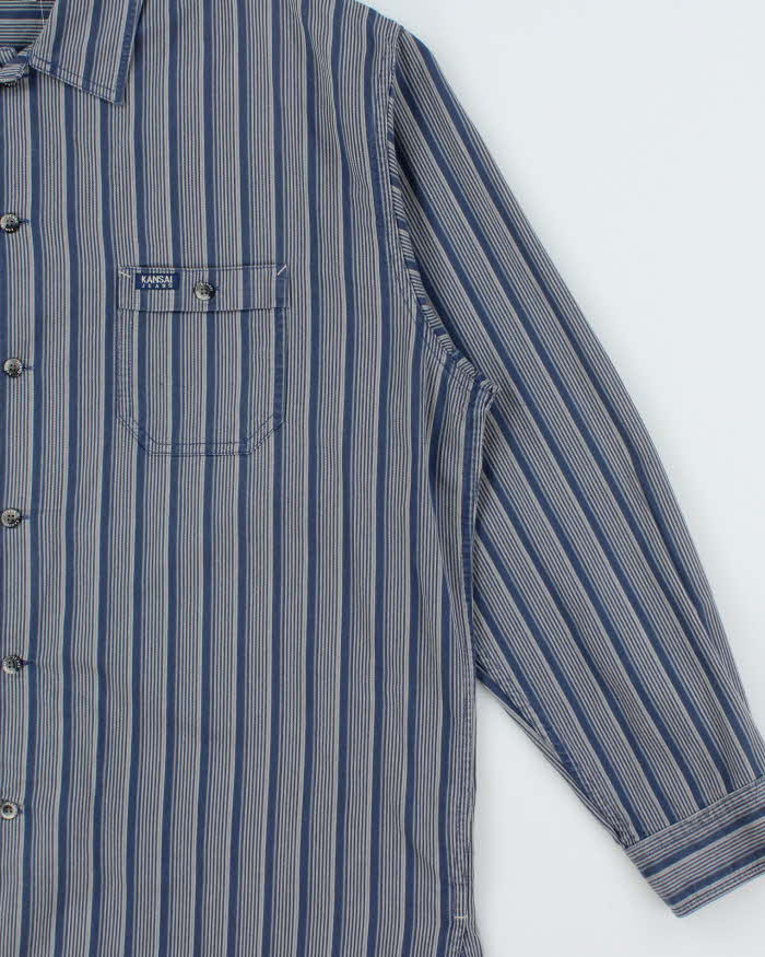 Vintage 1990s Kansai Yamamoto Jeans Japanese Denim Long Sleeve Shirt - XXXL