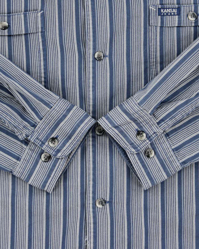 Vintage 1990s Kansai Yamamoto Jeans Japanese Denim Long Sleeve Shirt - XXXL