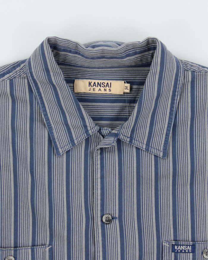 Vintage 1990s Kansai Yamamoto Jeans Japanese Denim Long Sleeve Shirt - XXXL