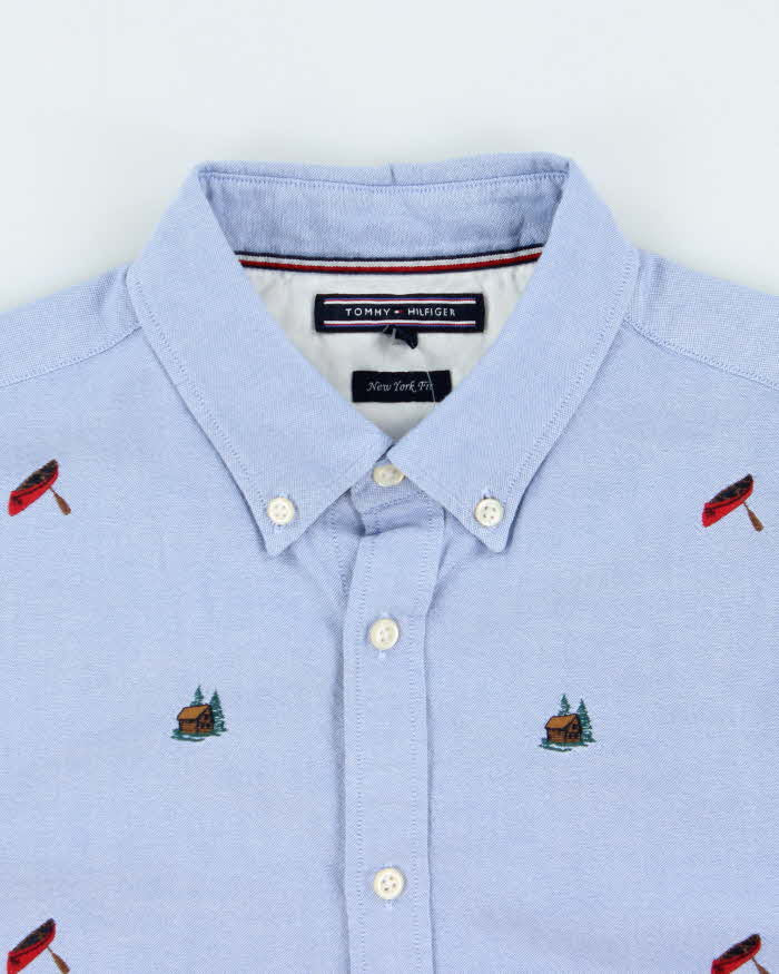 Vintage Tommy Hilfiger Embroidered Chambray New York Fit Long Sleeve Shirt - M