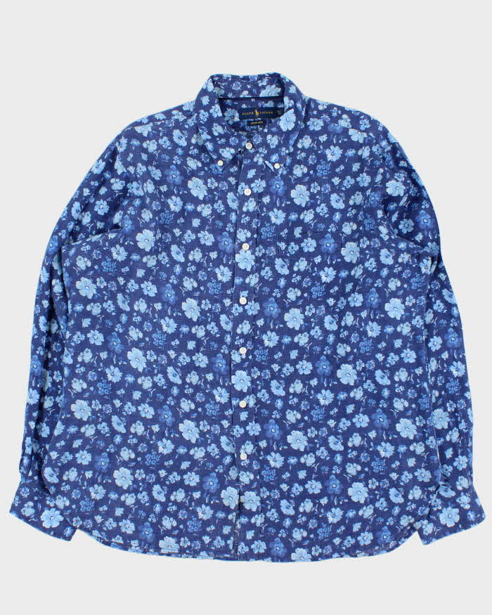 Vintage Polo Ralph Lauren Floral Luxury Linen Long Sleeve Shirt - XL