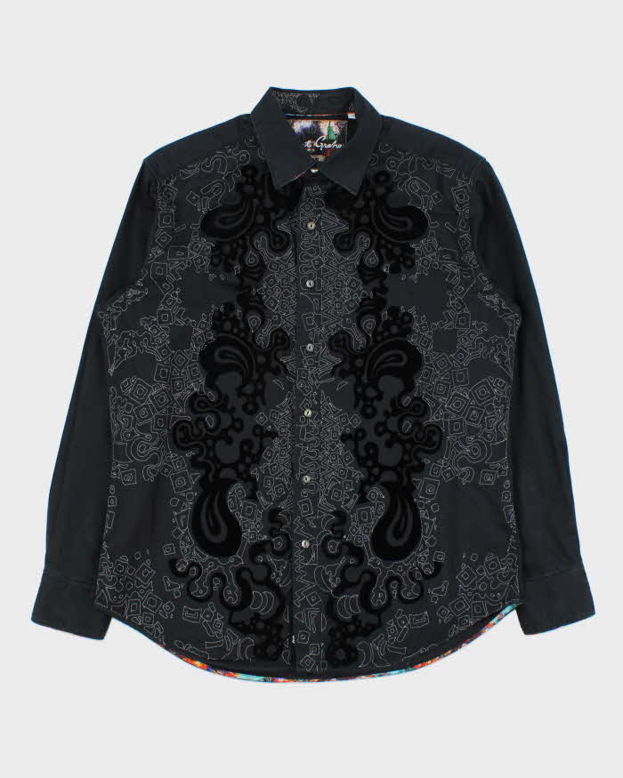 Vintage Y2K 00s Robert Graham Contrast Stitch Patterned Long Sleeve Shirt - M