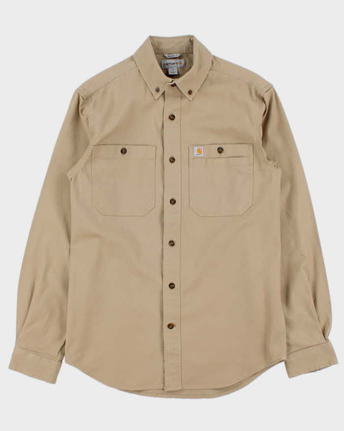 Vintage Carhartt Camel Relaxed Fit Long Sleeve Workwear Shirt - S