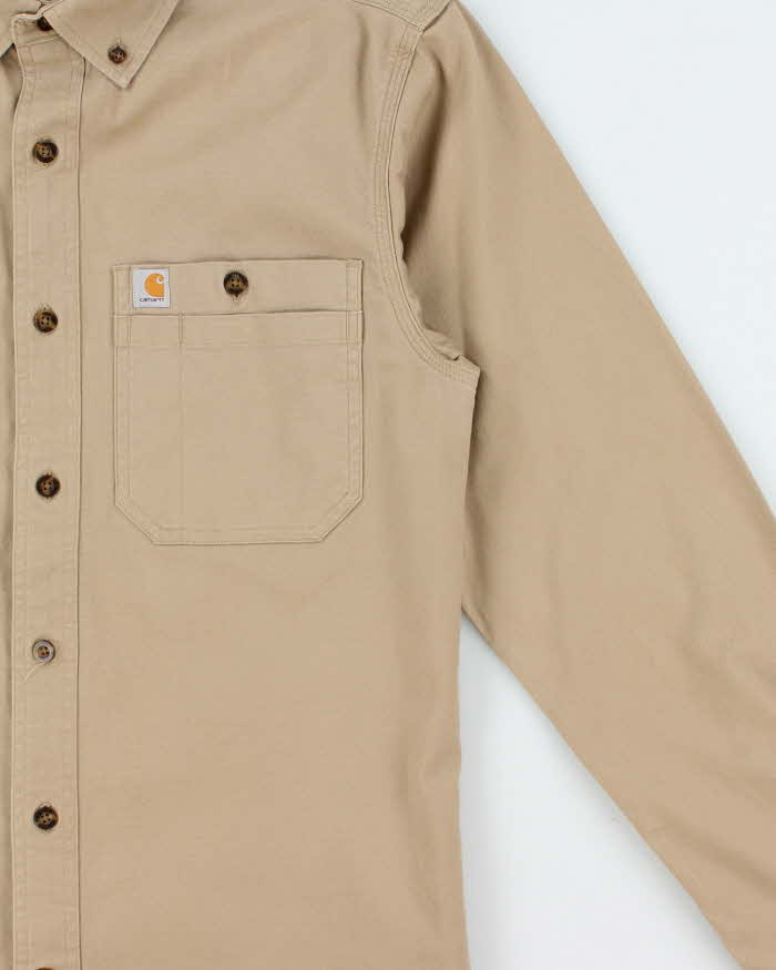 Vintage Carhartt Camel Relaxed Fit Long Sleeve Workwear Shirt - S