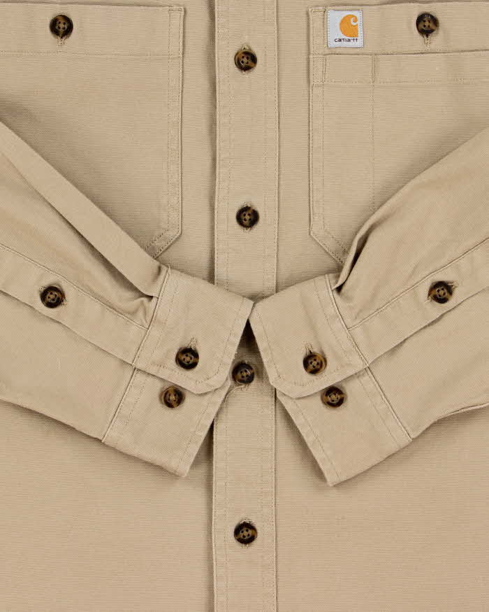 Vintage Carhartt Camel Relaxed Fit Long Sleeve Workwear Shirt - S