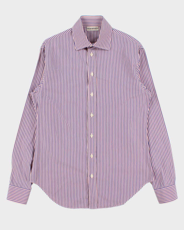 Vintage 1990s Emporio Armani Striped Long Sleeve Shirt - M