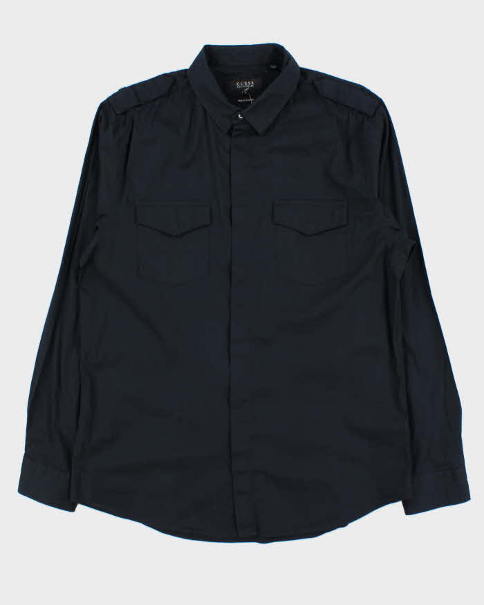 Vintage Y2K 00s Guess Smart Slim Fit Epaulette Long Sleeve Shirt - L