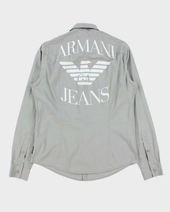 Vintage Y2K 00s Armani Jeans Spell Out Long Sleeve Wokwear Shirt - M
