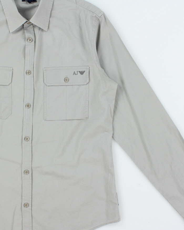 Vintage Y2K 00s Armani Jeans Spell Out Long Sleeve Wokwear Shirt - M