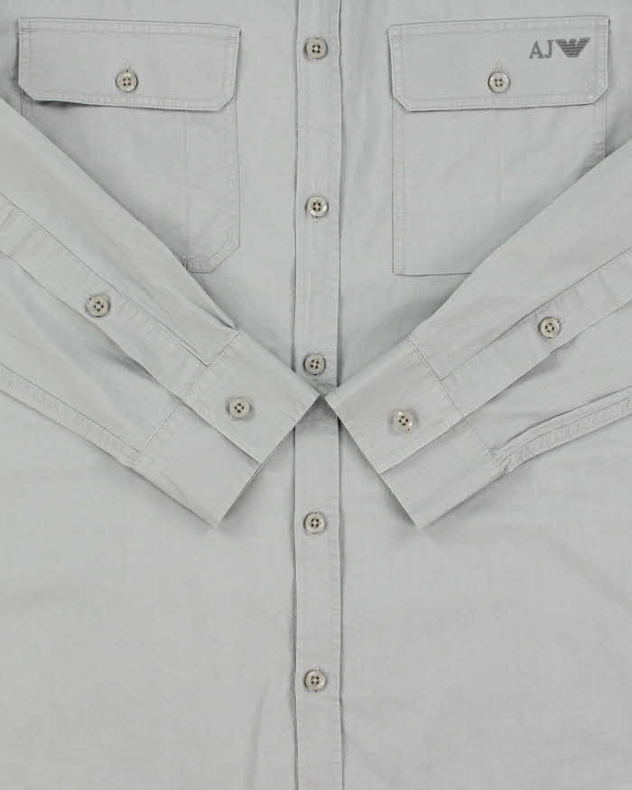 Vintage Y2K 00s Armani Jeans Spell Out Long Sleeve Wokwear Shirt - M