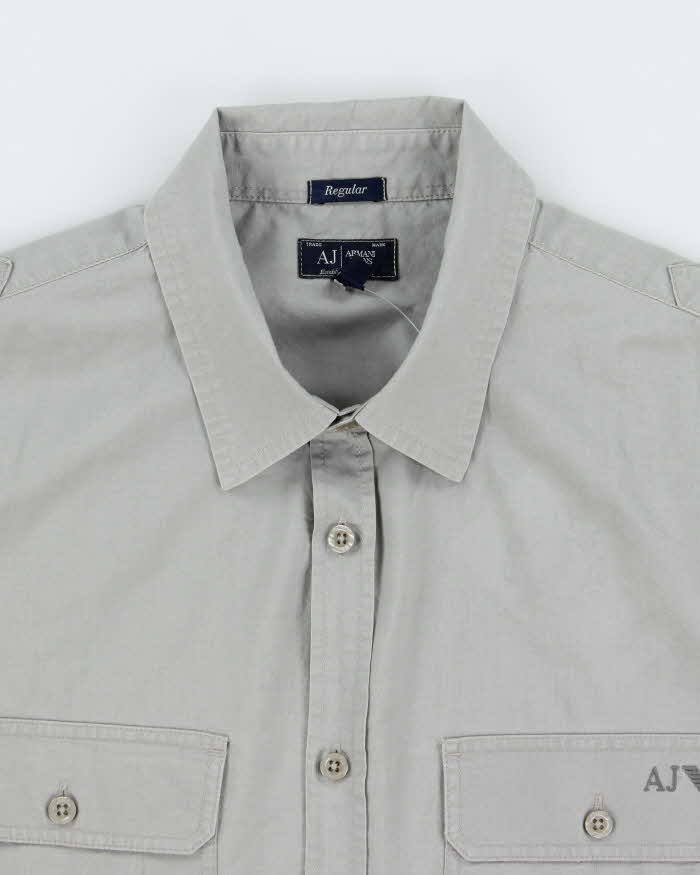 Vintage Y2K 00s Armani Jeans Spell Out Long Sleeve Wokwear Shirt - M