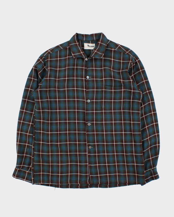 Vintage 1970s Tulane Plaid Flannel Long Sleeve Shirt - L
