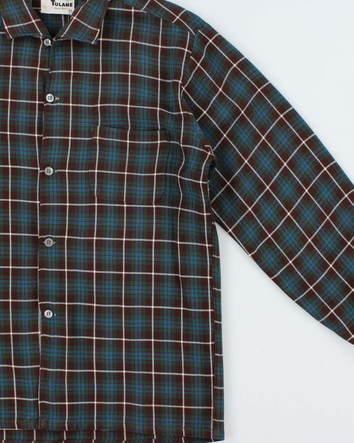 Vintage 1970s Tulane Plaid Flannel Long Sleeve Shirt - L