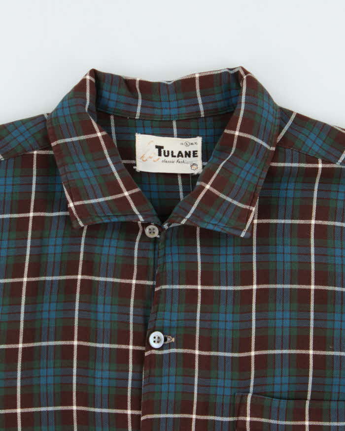 Vintage 1970s Tulane Plaid Flannel Long Sleeve Shirt - L