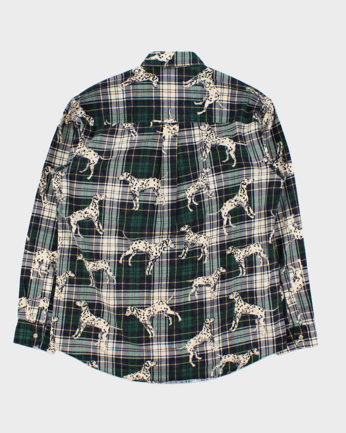 Vintage 1990s Boston Prepatory Co. Tartan Dalmatian Long Sleeve Flannel Shirt - M