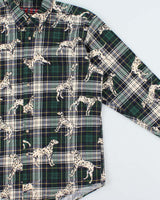 Vintage 1990s Boston Prepatory Co. Tartan Dalmatian Long Sleeve Flannel Shirt - M