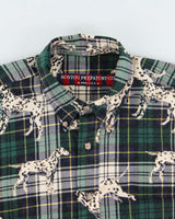 Vintage 1990s Boston Prepatory Co. Tartan Dalmatian Long Sleeve Flannel Shirt - M