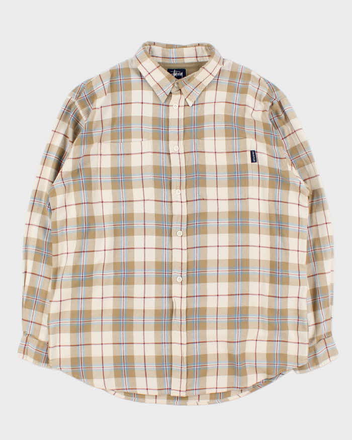 Vintage 1990s Stussy Plaid Long Sleeve Flannel Shirt - XL