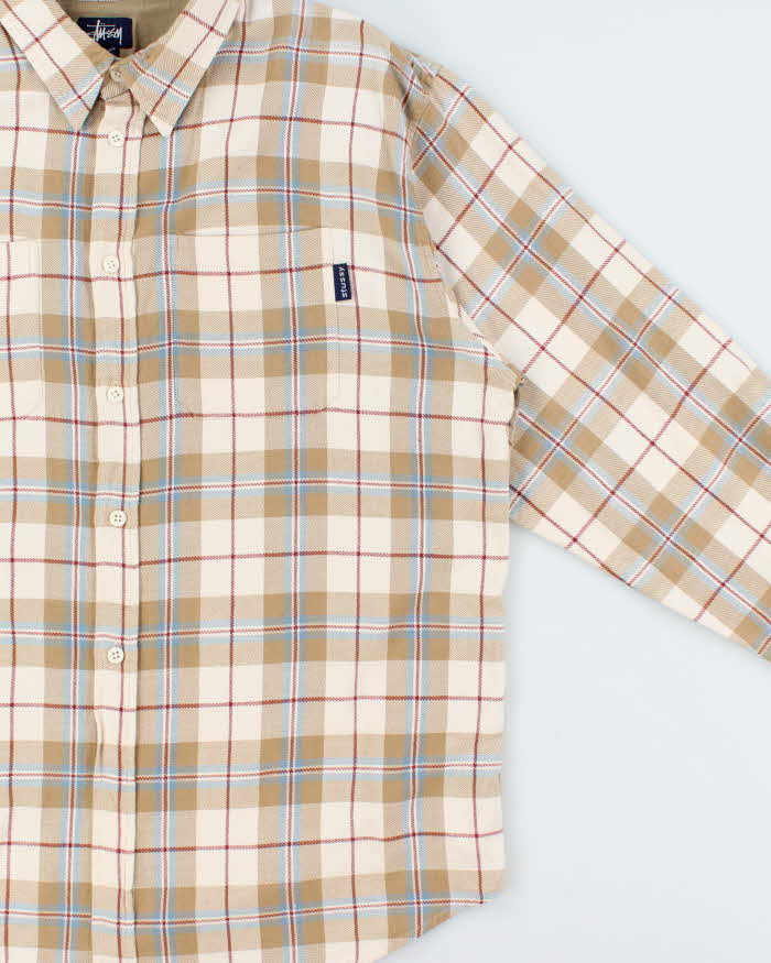 Vintage 1990s Stussy Plaid Long Sleeve Flannel Shirt - XL