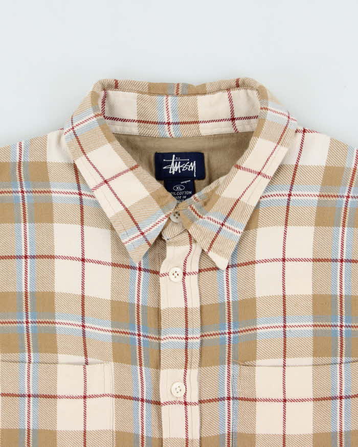 Vintage 1990s Stussy Plaid Long Sleeve Flannel Shirt - XL