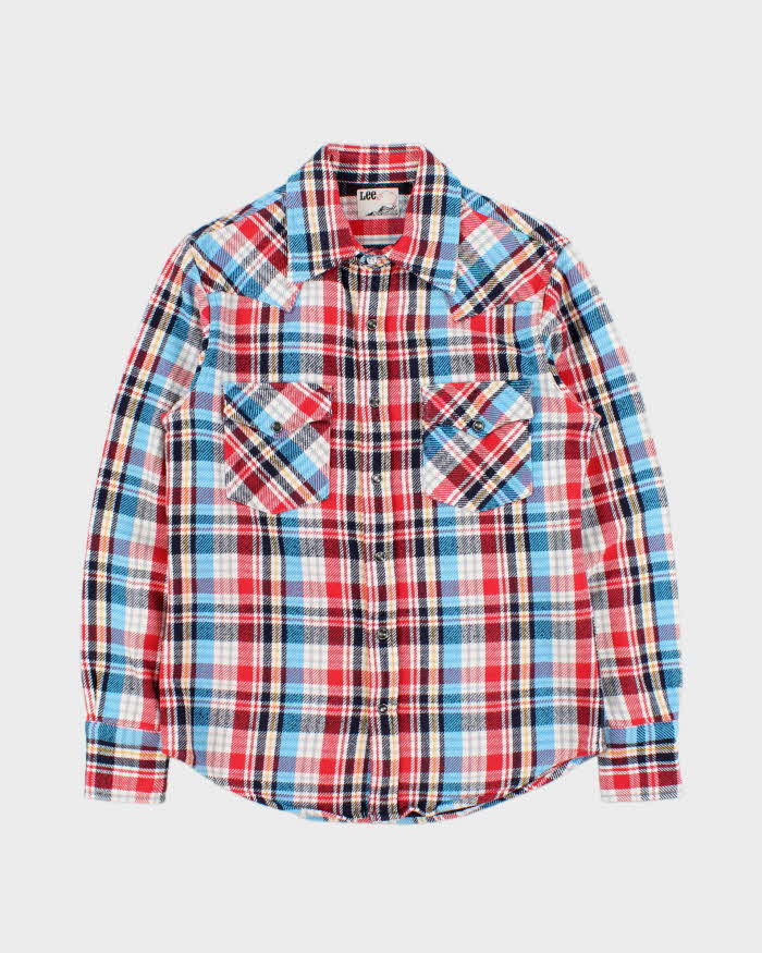 Vintage Y2K 00s Lee Japan Western Plaid Snap Button Long Sleeve Flannel Shirt - M