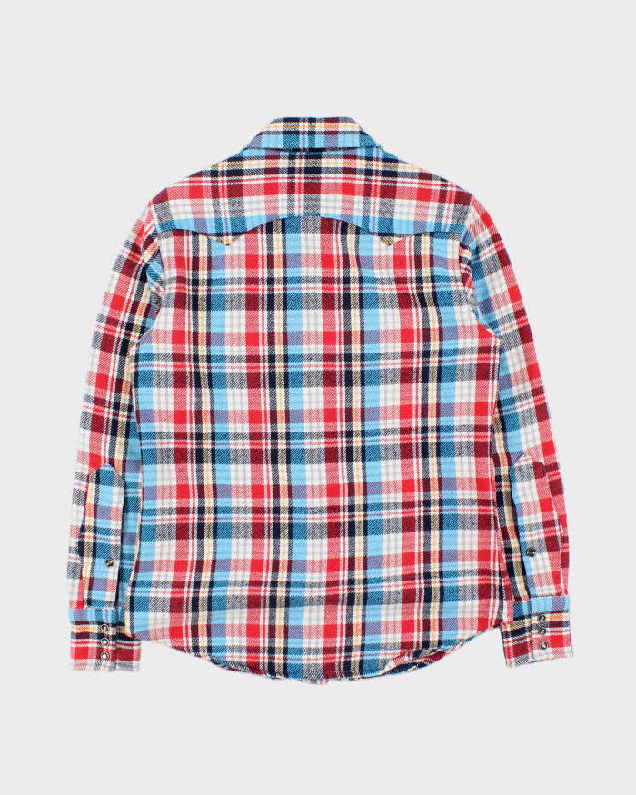 Vintage Y2K 00s Lee Japan Western Plaid Snap Button Long Sleeve Flannel Shirt - M